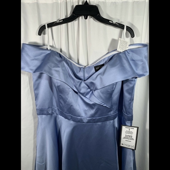 NWT $299 XSCAPE Satin Off Shoulder Ball Gown in Sky Blue [PLUS SZ 18W ]‎ - Picture 6 of 12